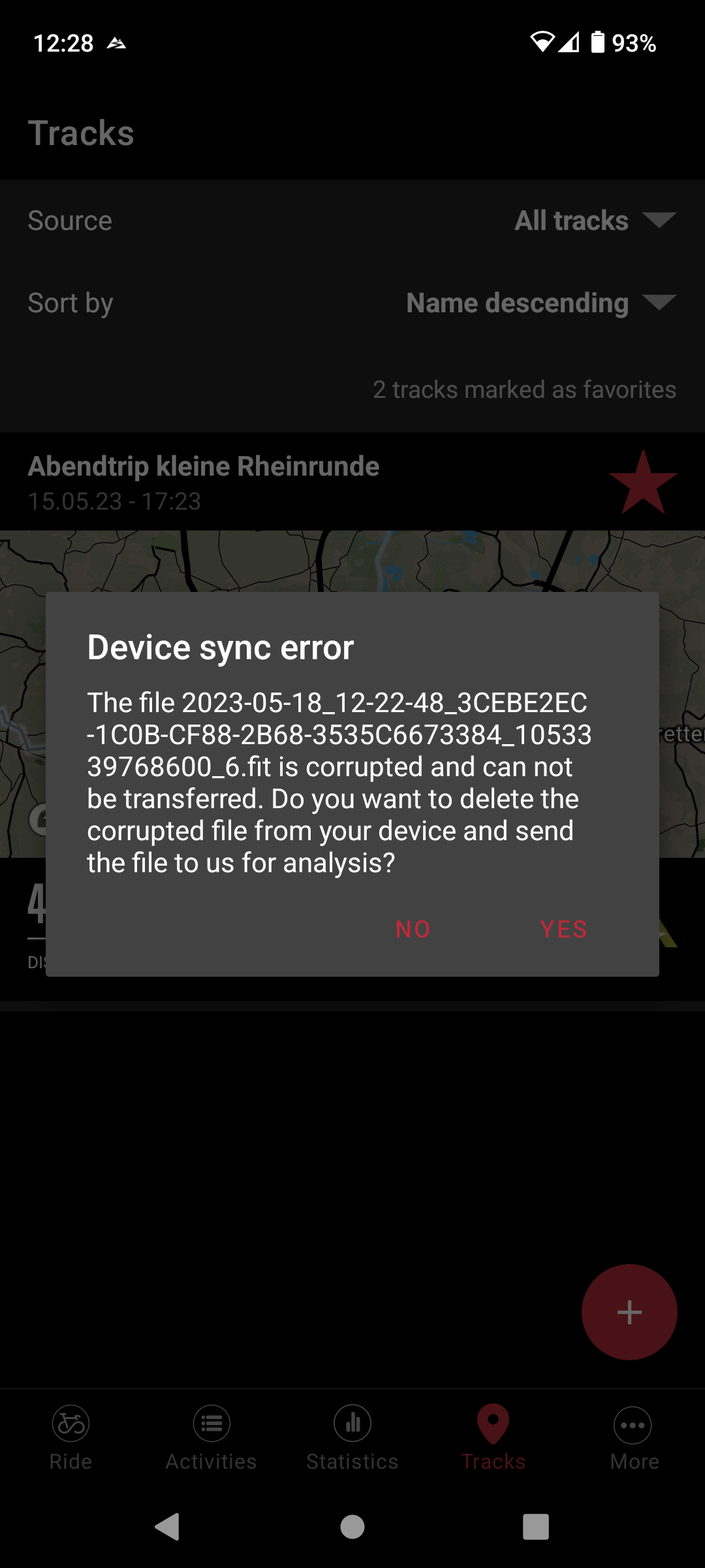 Sigma device sync error, offering to upload the file so Sigma.